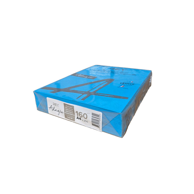 Box of printer paper with blue and gray design on a white background