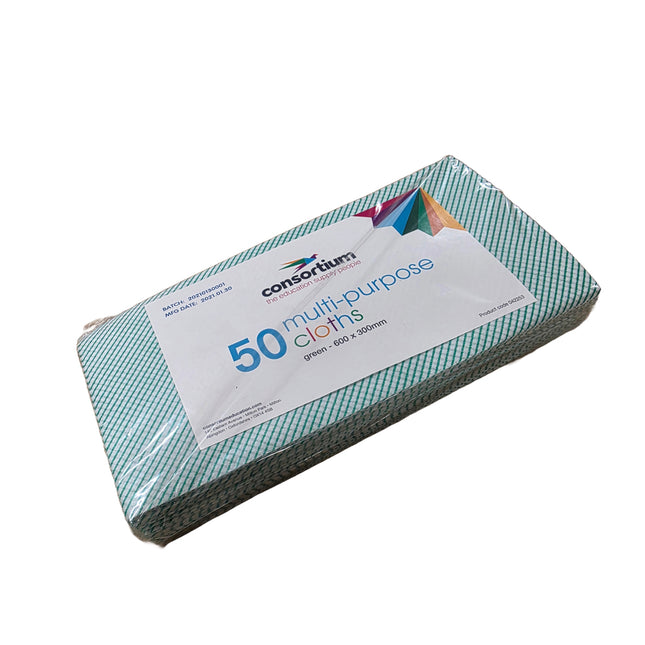 50 Multi-Purpose Green Cloths – 600mm x 300mm for Cleaning, Wiping, and Maintenance - CLK Store