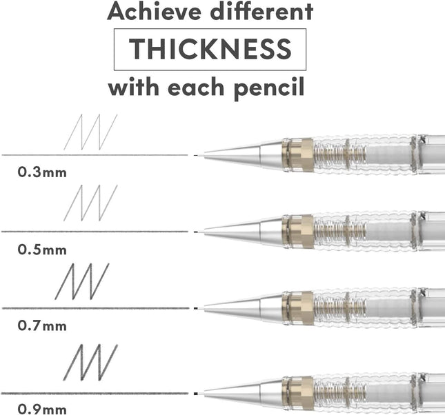 Mozart Fine Pencils Pack with Refills – 0.3mm to 0.9mm, Precision Drawing and Writing Instruments