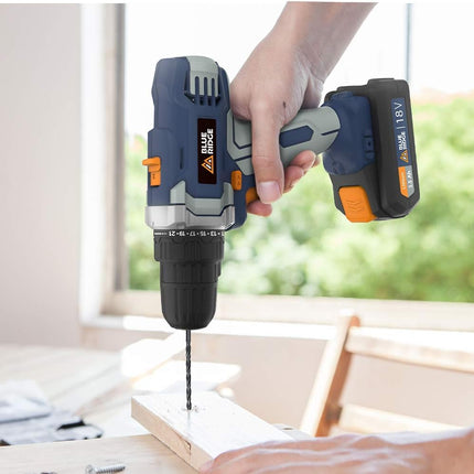 BLUE RIDGE 18V Cordless Drill Driver BR2809.1, Variable Speed Control, 21+1 Clutch Position, LED Light, 1 Battery Included - CLK Store