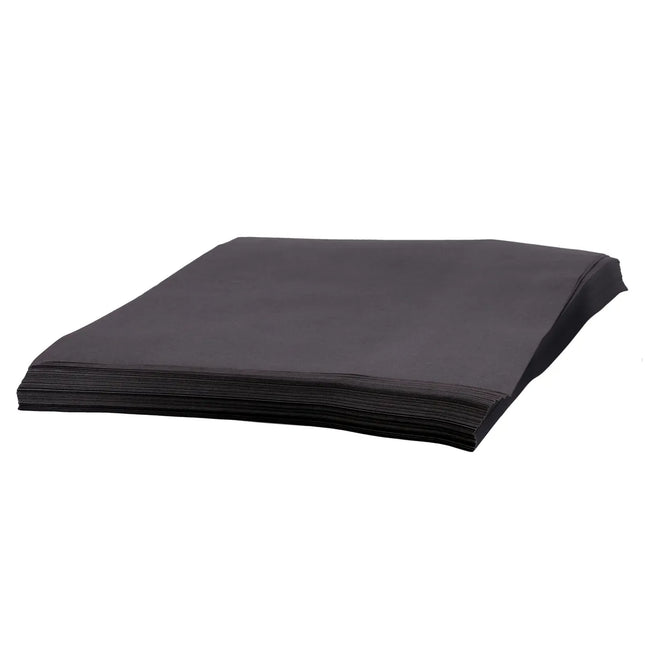Stack of black paper sheets on a white background