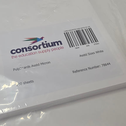 Pack of paper with Consortium branding and a barcode on a white background