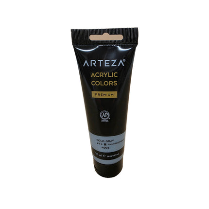 Arteza acrylic paint tube in cold gray on a white background