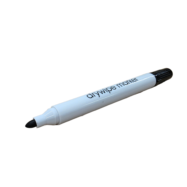Drywipe marker with black cap on a white background