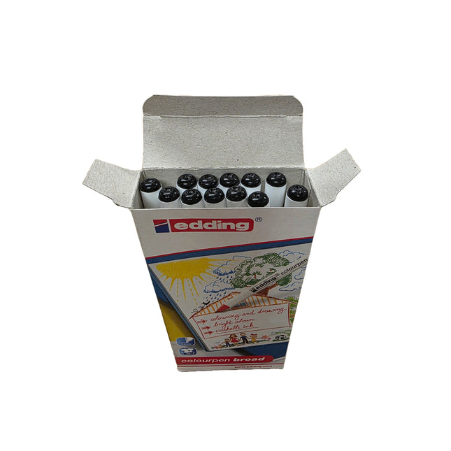 Box of Edding markers with visible branding on a white background