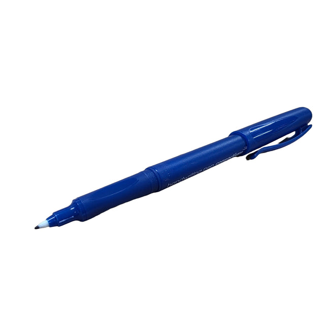 Yellow marker with black cap on a white background