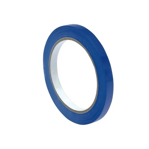 Roll of blue tape on a white background