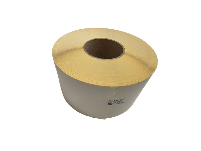 Roll of yellow and gray tape on a white background