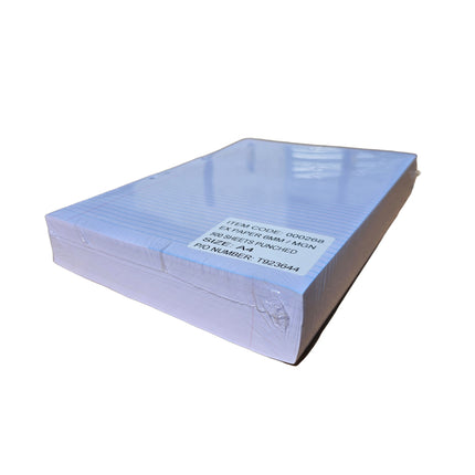 Stack of white paper with text on a white background