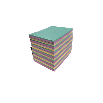 Stack of colorful striped boxes on a white background