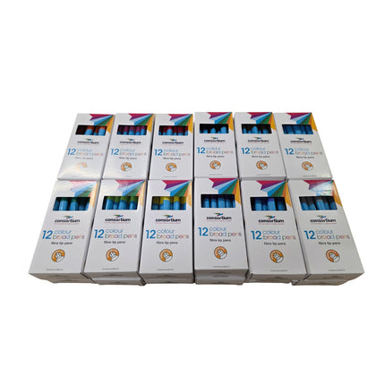 288 Assorted Colour Broad Tip Fibre Pens 12 colours – Vibrant Markers for Art, Craft, and Writing - CLK Store