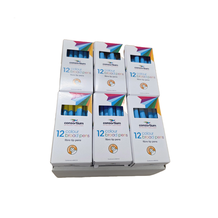 Packaging of Consortium Assorted Colour Broad Tip Fibre Pens