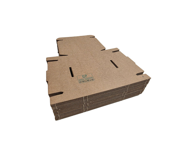 Stack of cardboard boxes on a white background