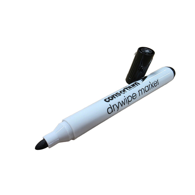 Black Drywipe Markers with black cap on a white background