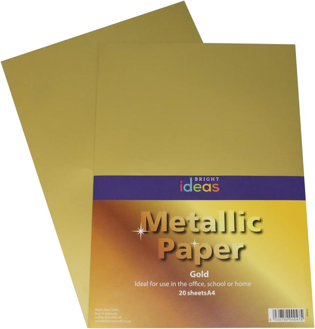 Gold metallic paper with 'Bright Ideas' branding on a white background