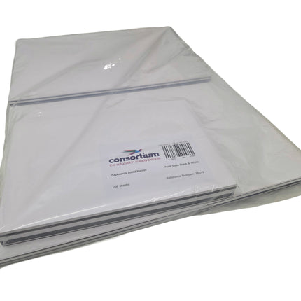 Stack of white paper with 'consortium' branding on a white background