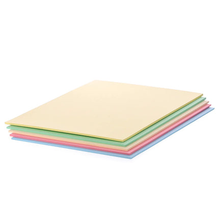 Stack of colorful paper sheets on a white background