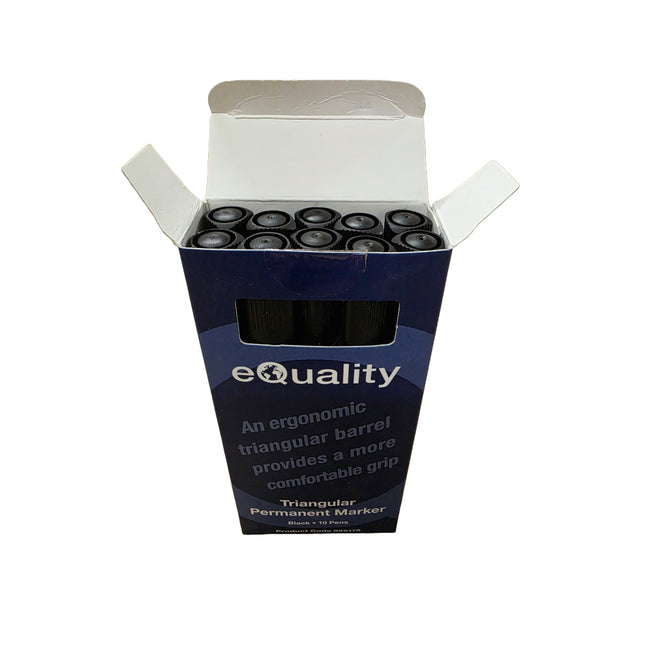 Box of equality permanent markers with visible branding and product details.