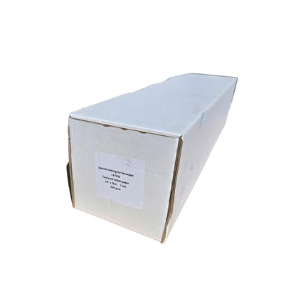 White paper roll in a cardboard box on a white background
