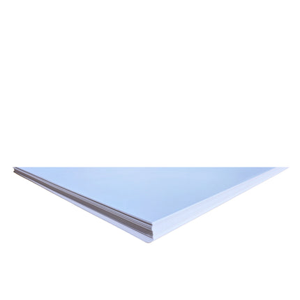 Light blue triangular sheet on a white background