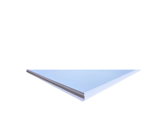 Light blue triangular sheet on a white background